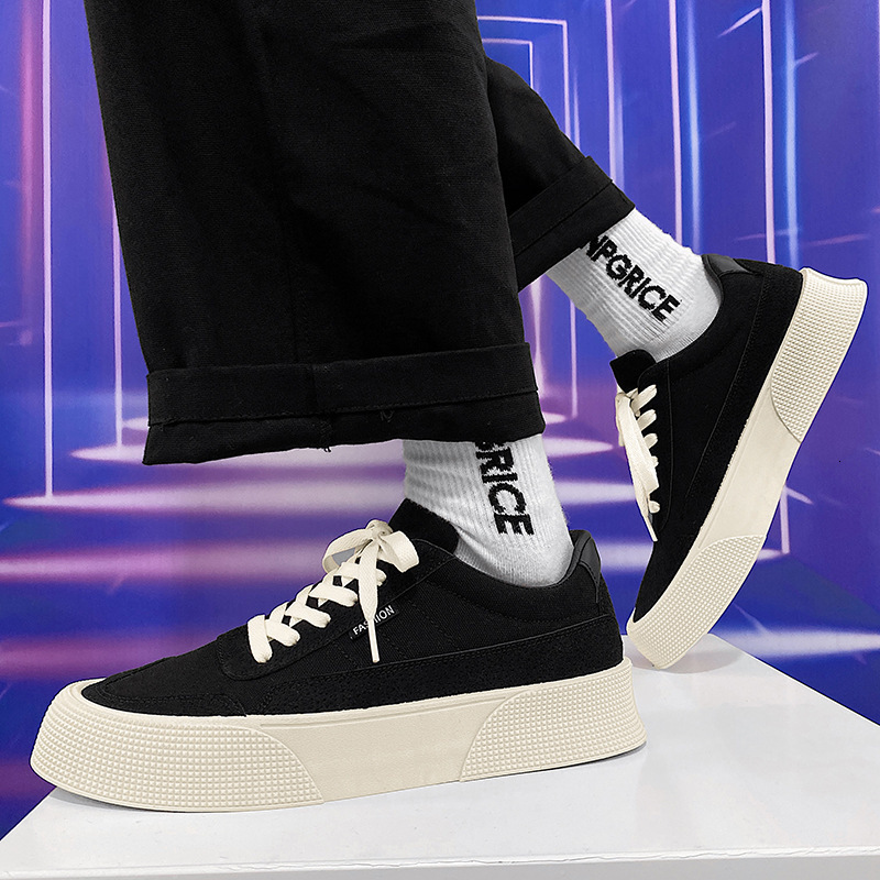 Ddmysports Spring New Men S Street Shoot And Popular Canvas Small White Shoes Low Top Thick Sole Igh Eight Board For OUTDOOR