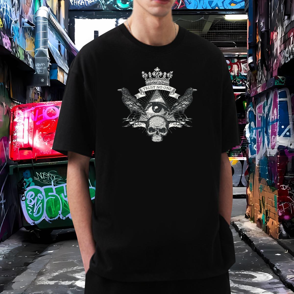 Wholesale T Shirt For Man 230g Pure Cotton skull Street Custom Anime Crew Neck Tshirts Classic Tees Shirts