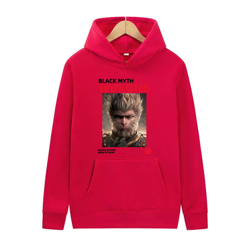 Black Myth Wukong Fashion Trend Printed Top Sports Loose Casual Hoodie Hoodie Long Sleeves