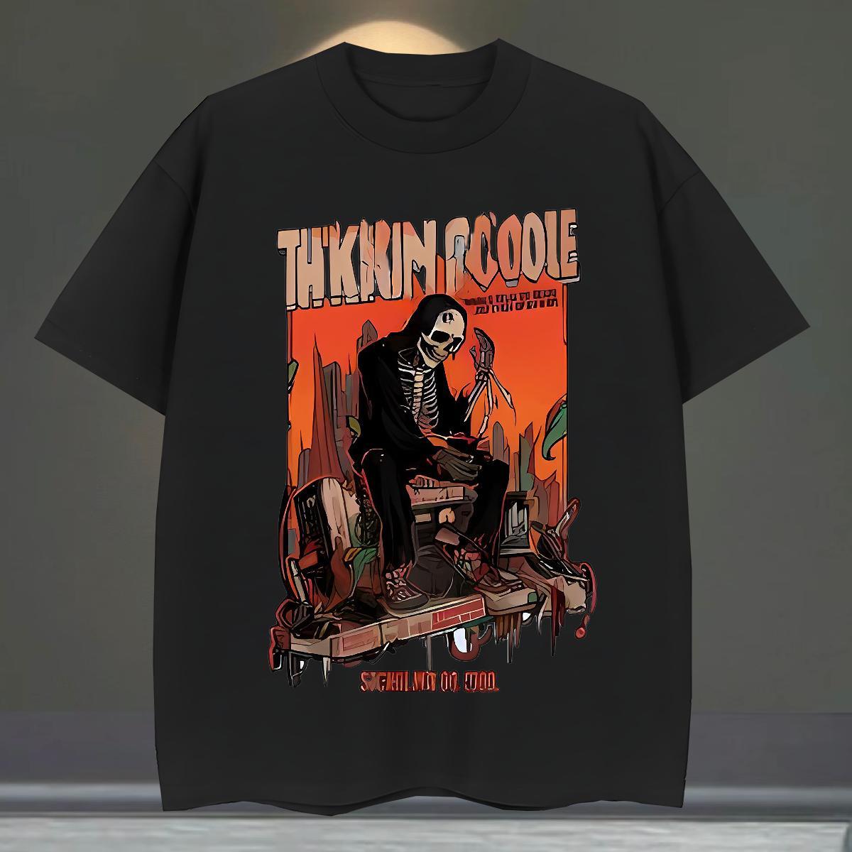 Free Shipping T-Shirts for Men 230g Cotton skull Casual Beach Plus Size Custom Crew Neck Breathable Couples T Shirts 2024 Tees Shirts