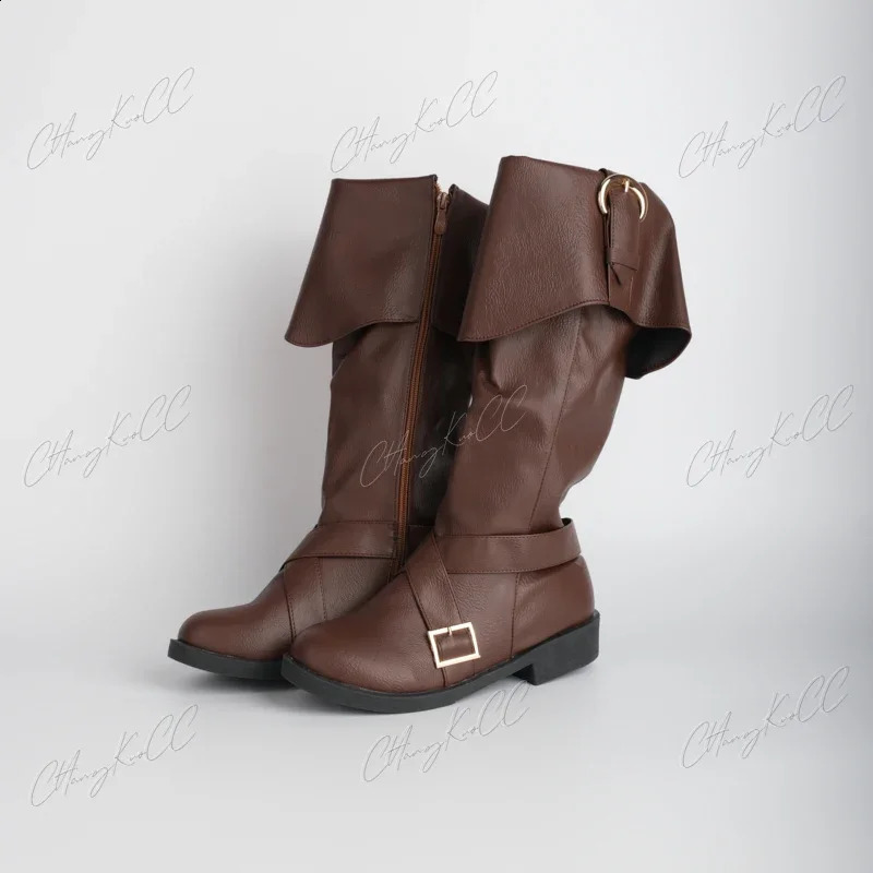 Medieval Viking pirate soldier role-playing knight boots Halloween mens fashionable buckle shoes womens retro party high heels 240823