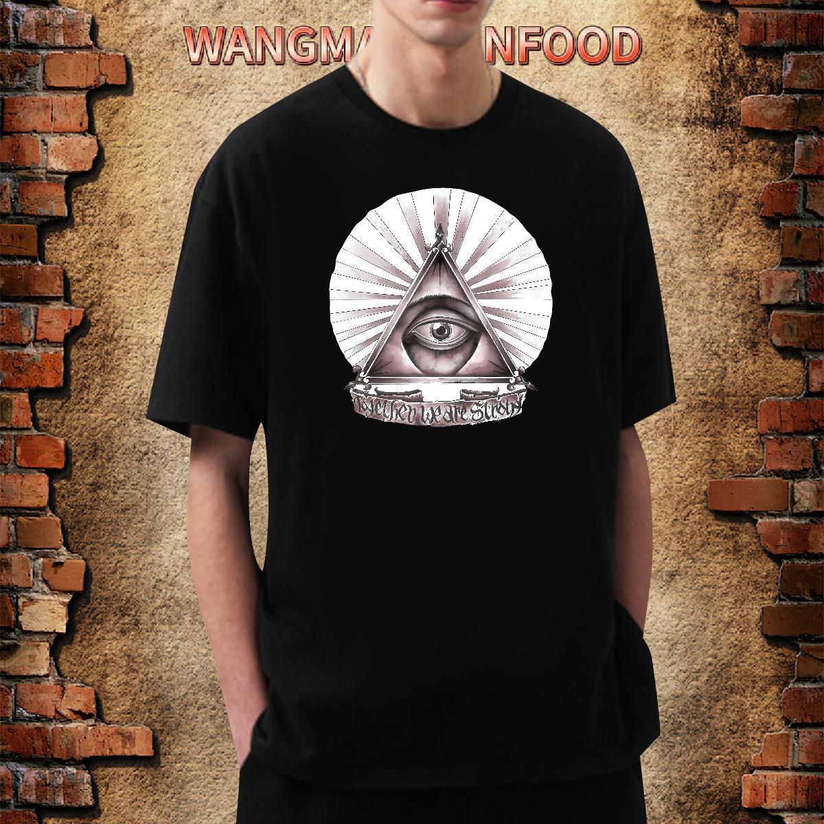 Cool T-Shirts 230g Cotton eye of the devil Street Custom Big Size Breathable Men Clothes T-Shirt DIY Customized Top Tees