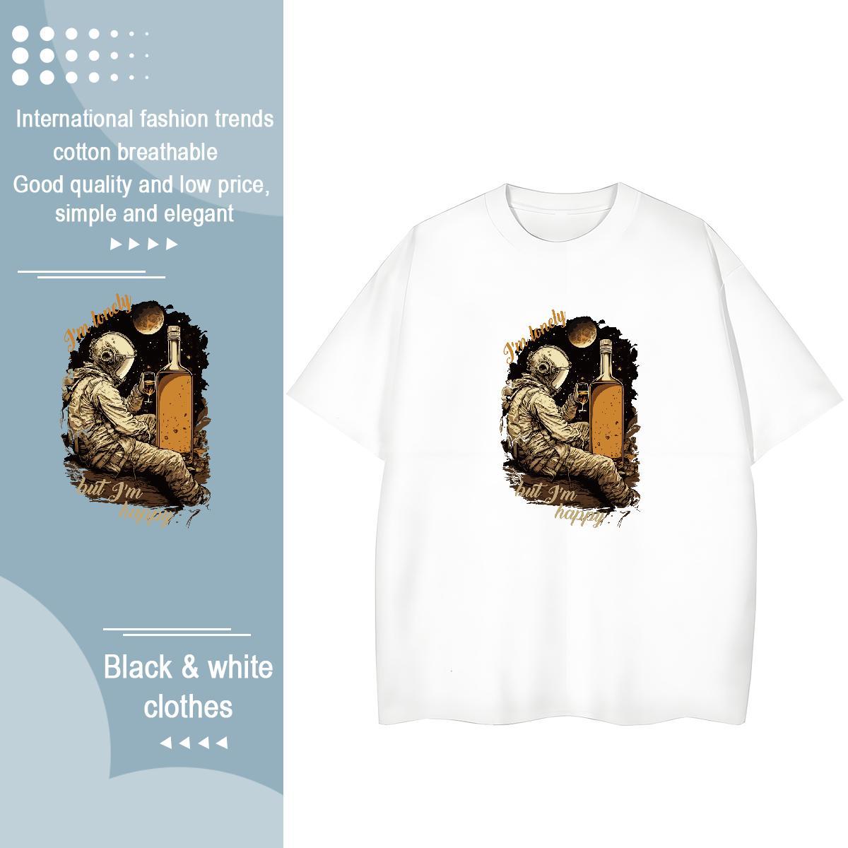 Brand Women Tshirts 100% Cotton 230g universe Spring Summer Woman T Shirts Crew Neck Breathable Custom Cartoon Polos