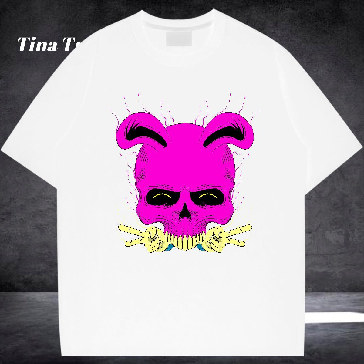 Soft T-Shirts for Men 230g Cotton skull Street Custom Cartoon Breathable Tshirts Brand Top Tees