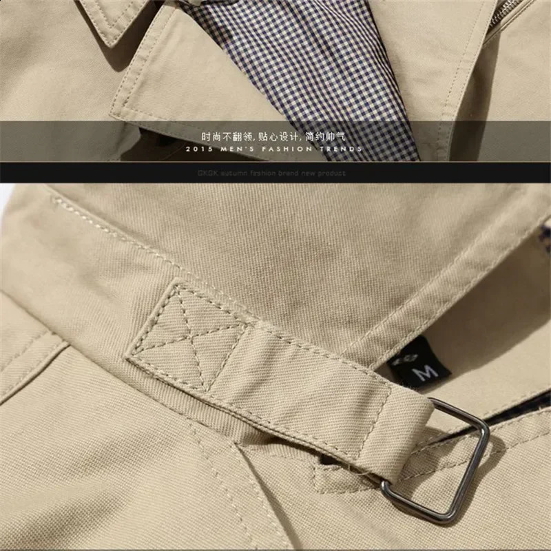 Mens Business Windbreaker Solid Casual Long Jackets Men Cotton Trench Coats Spring Autumn Fashion Male Suit Streetwear Blazers 240822