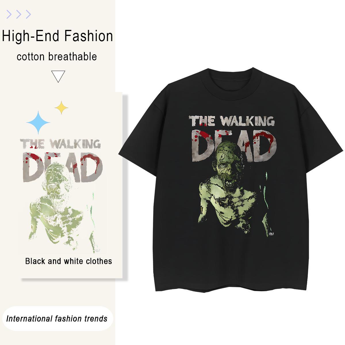 Female Tshirt for Man Woman 100% Cotton 230g scary Sport Woman T Shirts Crew Neck Skull Wear