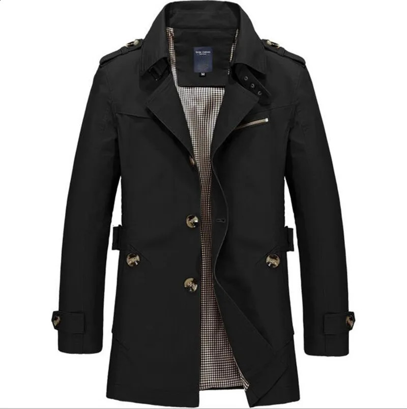 Mens Business Jacket Fashion Autumn Men Long Cotton Windbreaker Jackets Overcoat Male Casual Winter Trench Outwear Coat 240822