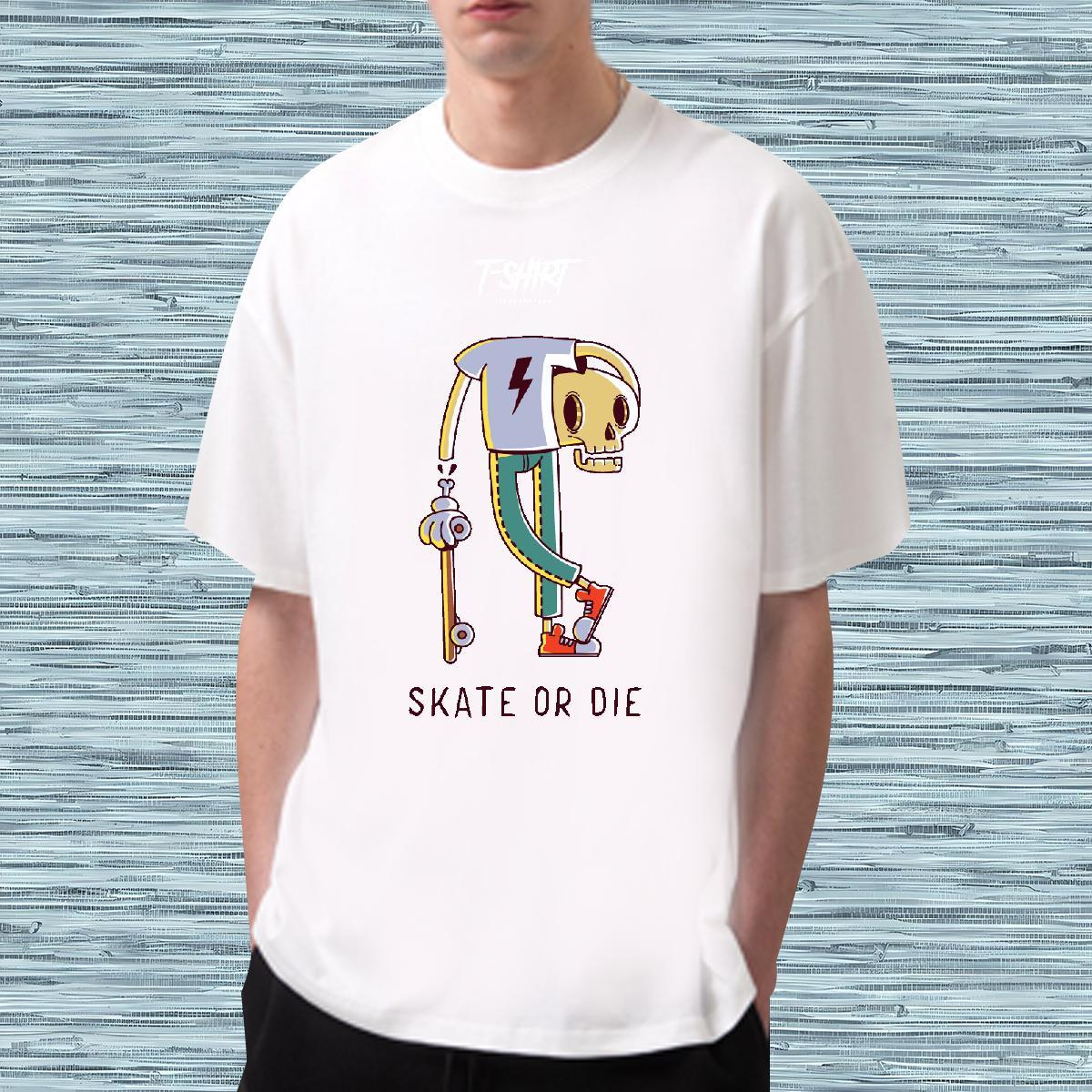 High Quality T Shirt For Man 100% Cotton 230g skull Casual Daily Wear DIY Anime Short Sleeve O-Neck Men Tshirts Wholesale Tees