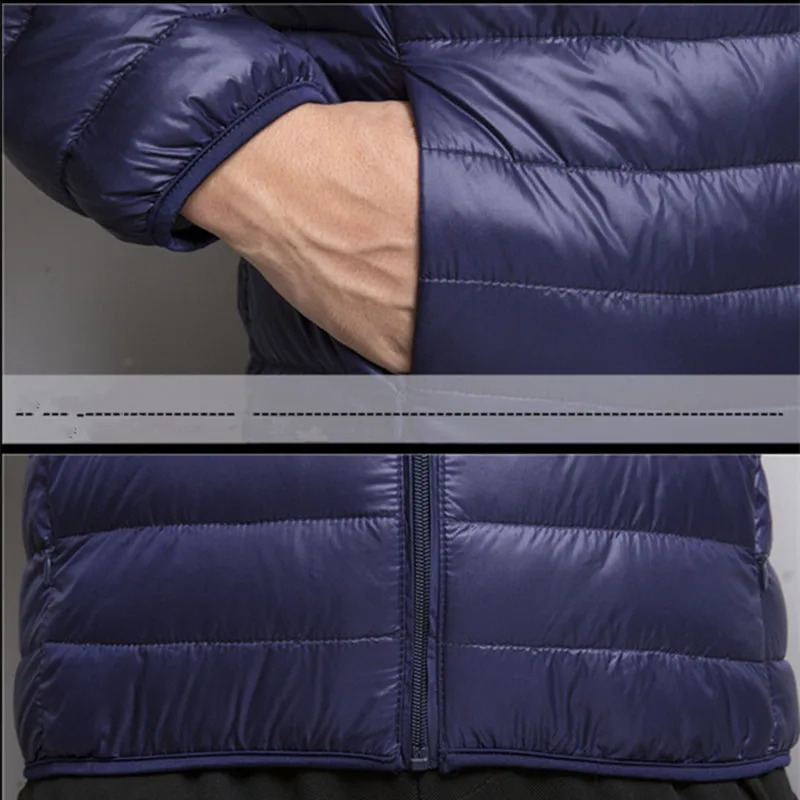 Autumn mens fashion boutique solid color lightweight casual hooded collar down jacketmens jacket 240822