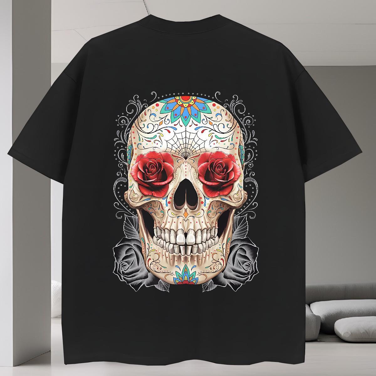 Popular T-Shirts 230g Pure Cotton rose Summer Casual Graphic Breathable Men Tshirts 2024 Summer Clothings