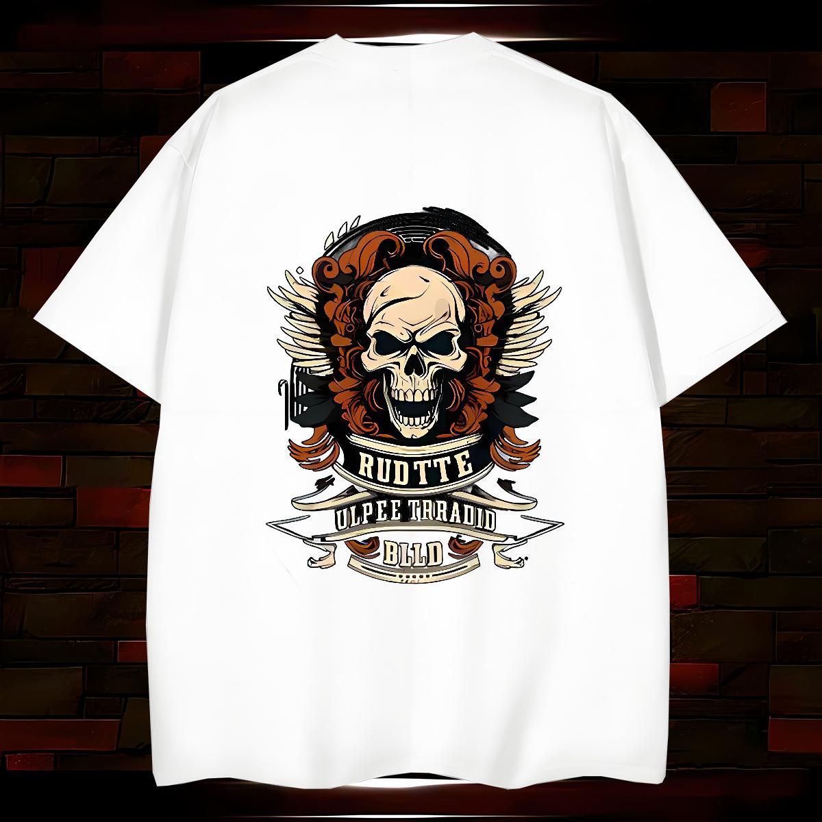 Unisex T-Shirts for Men 230g Cotton skull Hip Hop Cartoon Print Short Sleeve Soft Men Clothes T-Shirt Designer Top Tees