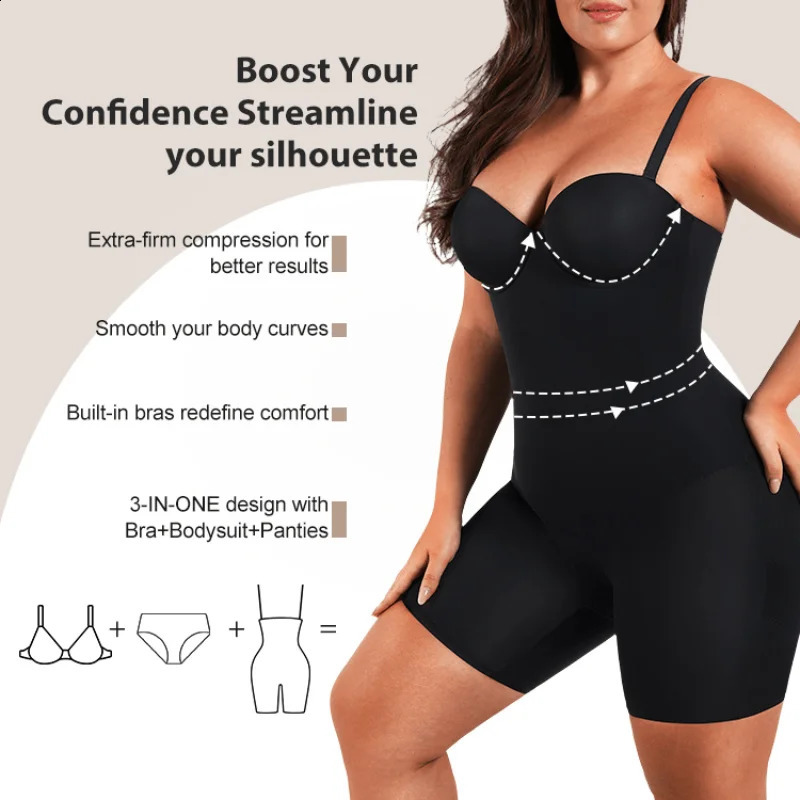 Fajas Colombianas low back seamless bodysuit shaping buttocks shaping body backless strapless womens flat abdominal corset 240822