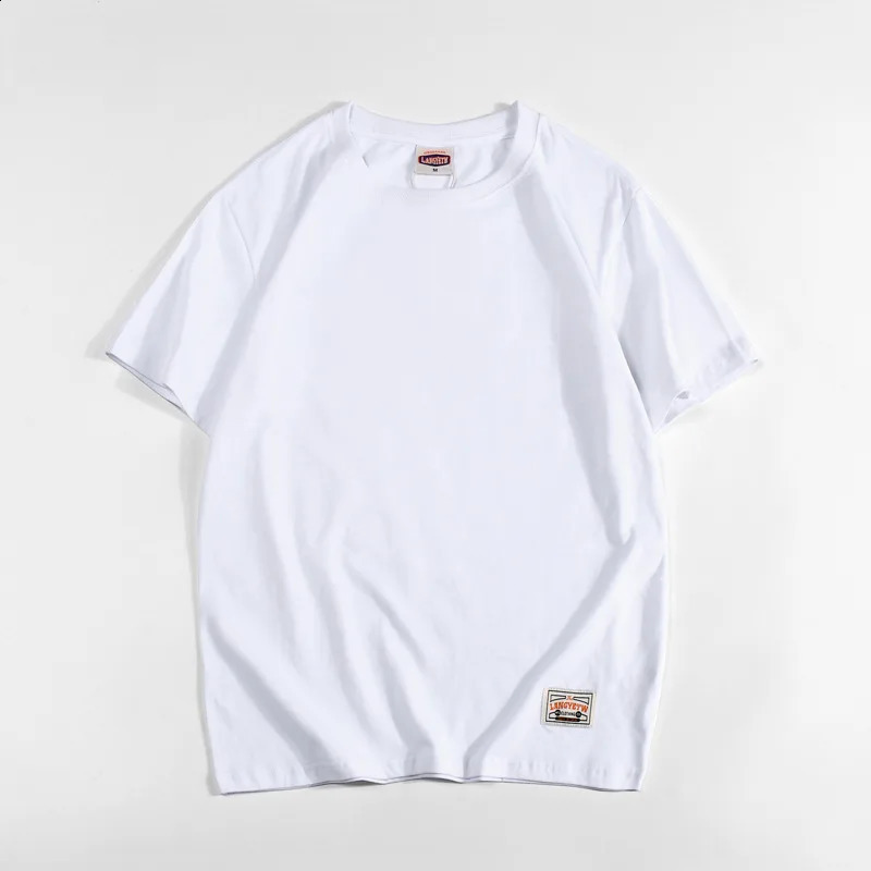 Japanese style solid color short sleeved Tshirt pure cotton mens round neck washable and brushed basic shirt loose top 240823