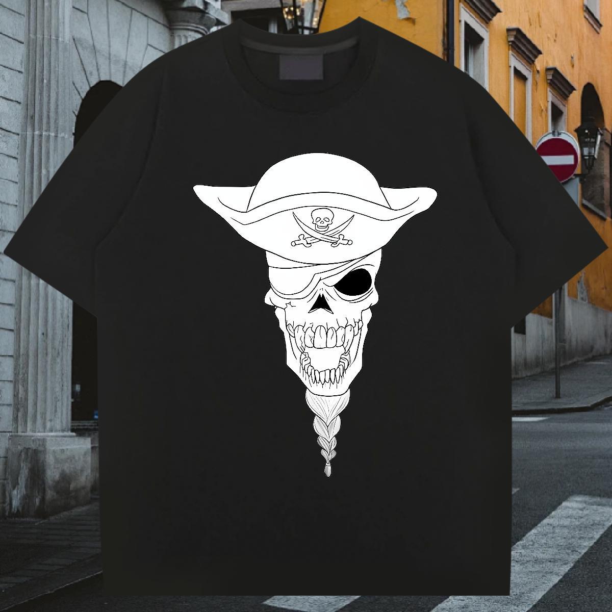 Free Shipping T-Shirts 230g Pure Cotton skull Anime Printing Street Asian Size Short Sleeve Soft Men Tops Tees Designer Fashion Polos