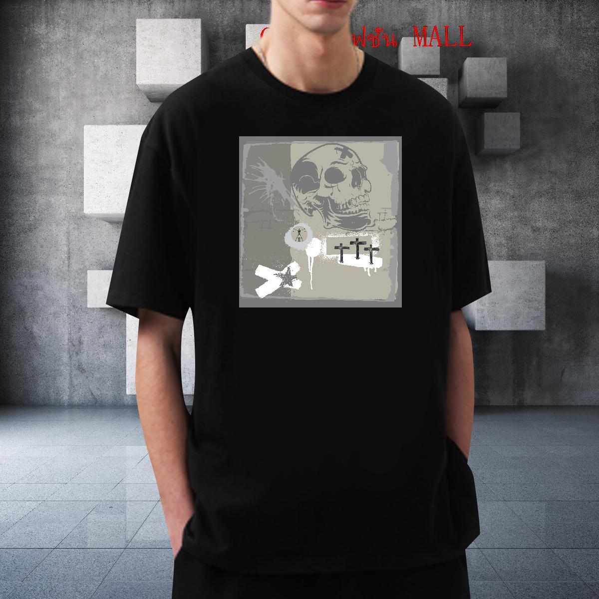 Popular Men T Shirts 230g Cotton skull Casual Daily Wear Plus Size Cartoon Short Sleeve O-Neck Tshirts Customized Tops Tees