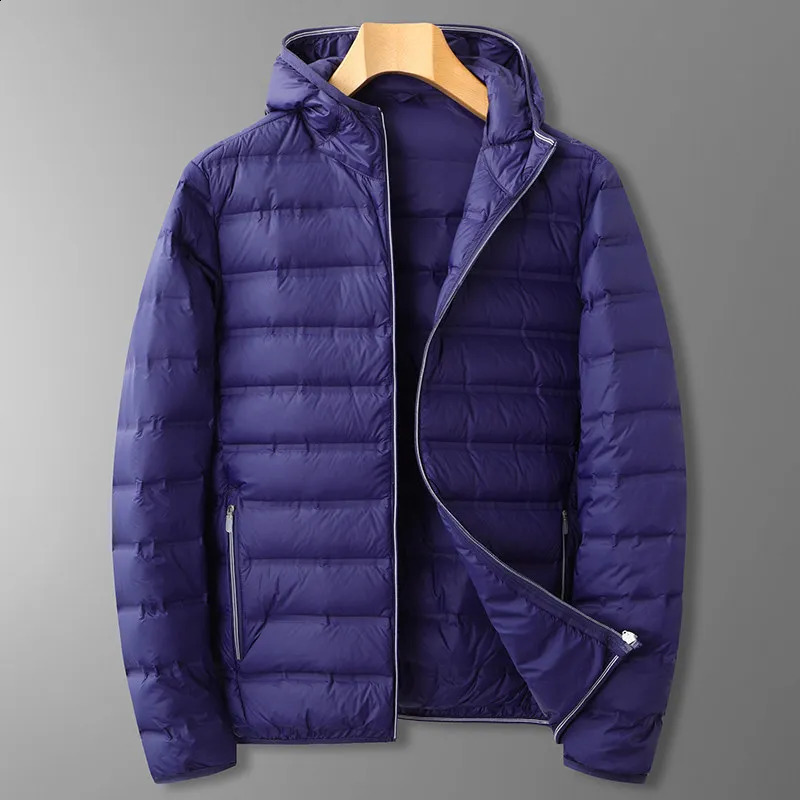 Mens lightweight down jacket autumn and winter fashion mens casual hooded thin XL 6XL 7XL 8XL 240822
