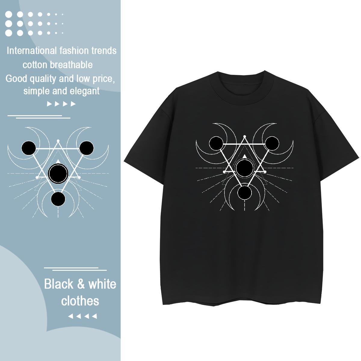 Nice Women Tshirts 230g Pure Cotton Geometric line Home Outdoor Woman T Shirts O Neck Short Sleeves Cartoon Floral Printing Tops