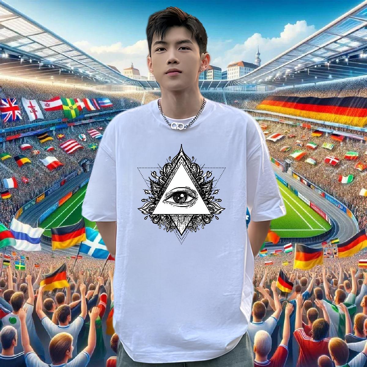 Cool Design Man T Shirts 230g 100% Cotton eye of the devil Hip Hop Black Oversized Breathable Men Clothes T-Shirt Custom Wear