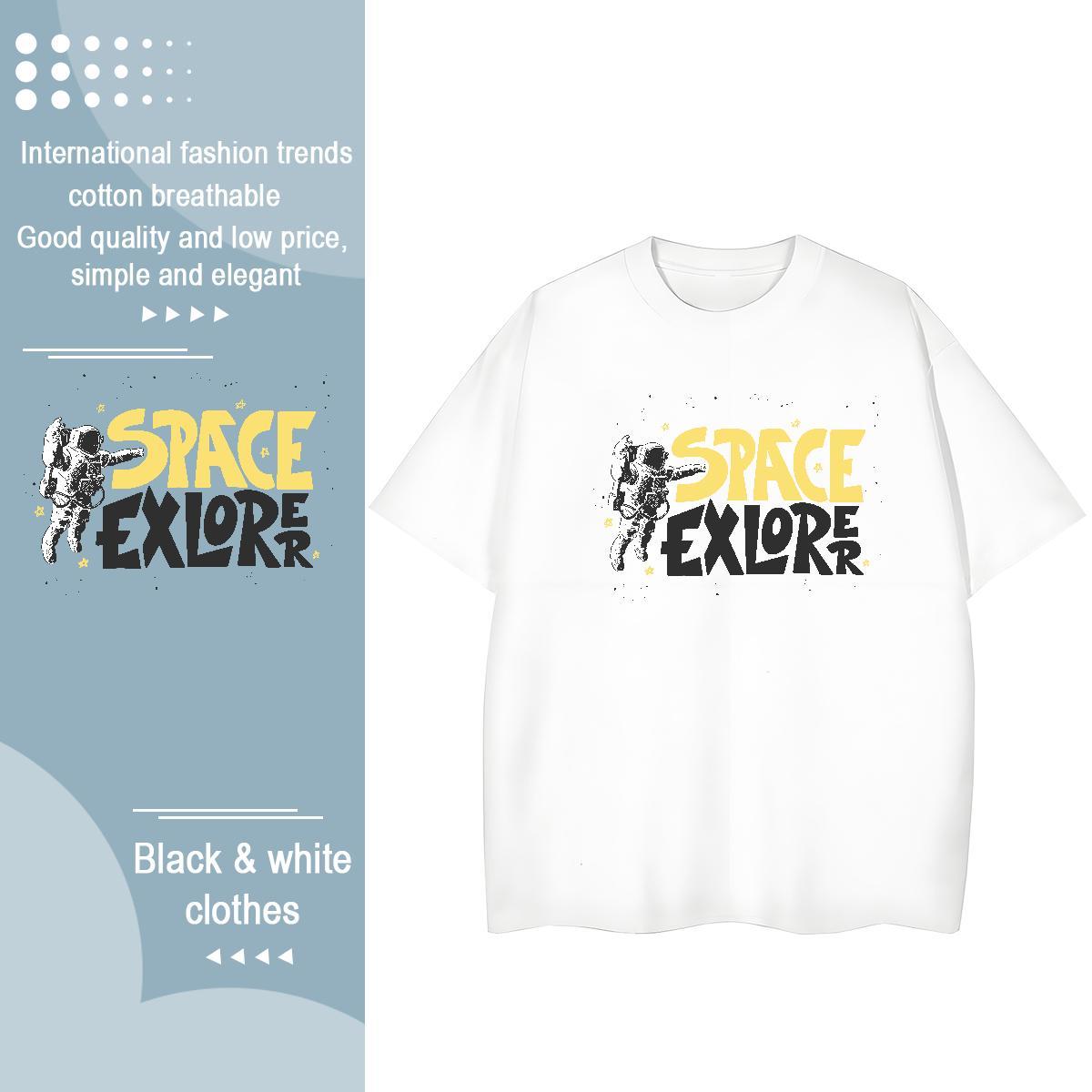 Designer Couples T Shirts 230g Pure Cotton cosmonaut Street Casual T Shirt For Woman O-Neck Short Sleeve Graphic Tee Shirt