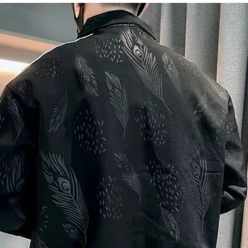Trendy Mens Spring and Autumn Spliced Turn-down Collar Zipper Pocket Fashion Solid Loose Casual Long Sleeve Jackets 240822