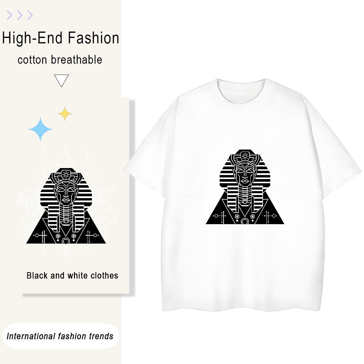 Designer Lady T shirt 230g Pure Cotton Geometric line Casual Sport T-Shirts Breathable Short Sleeve Anime Print Clothings