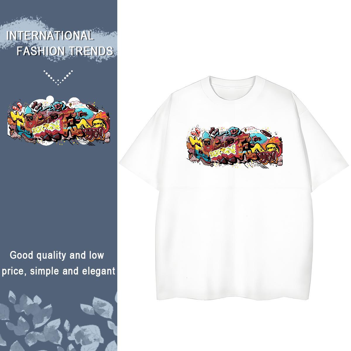 Female Womens Tshirts 230g Cotton painting Casual Beach T Shirts Women Comfortable White Plus Size Clothings