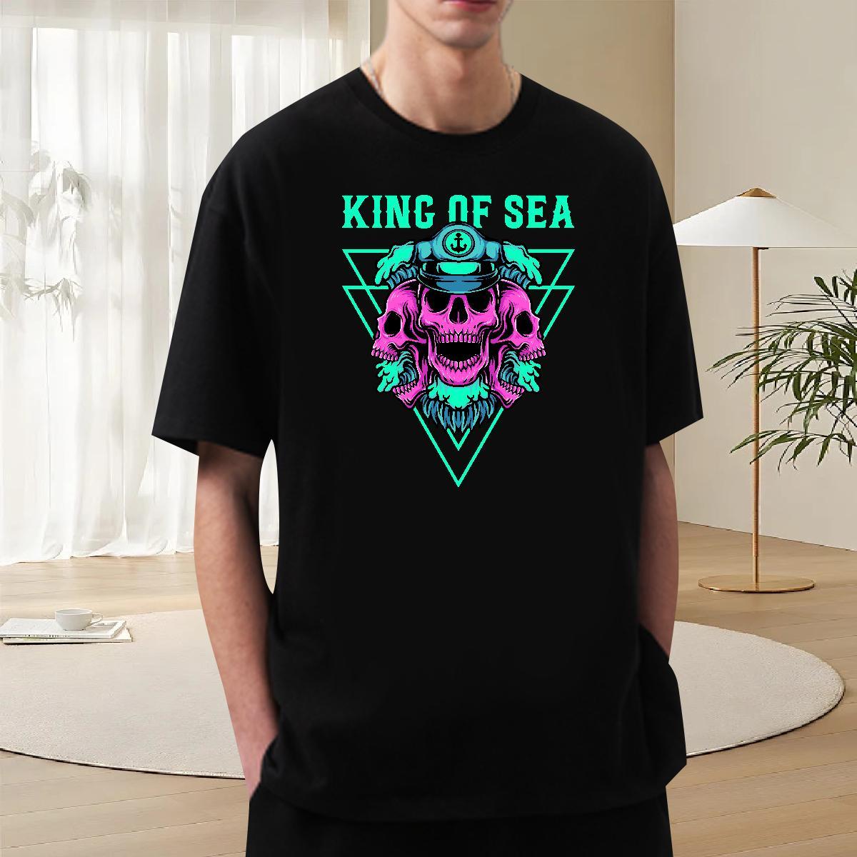 Designer T-Shirts for Men 230g Cotton skull Hip Hop Street Custom Anime Crew Neck Men Tshirts Fashion New Clothings