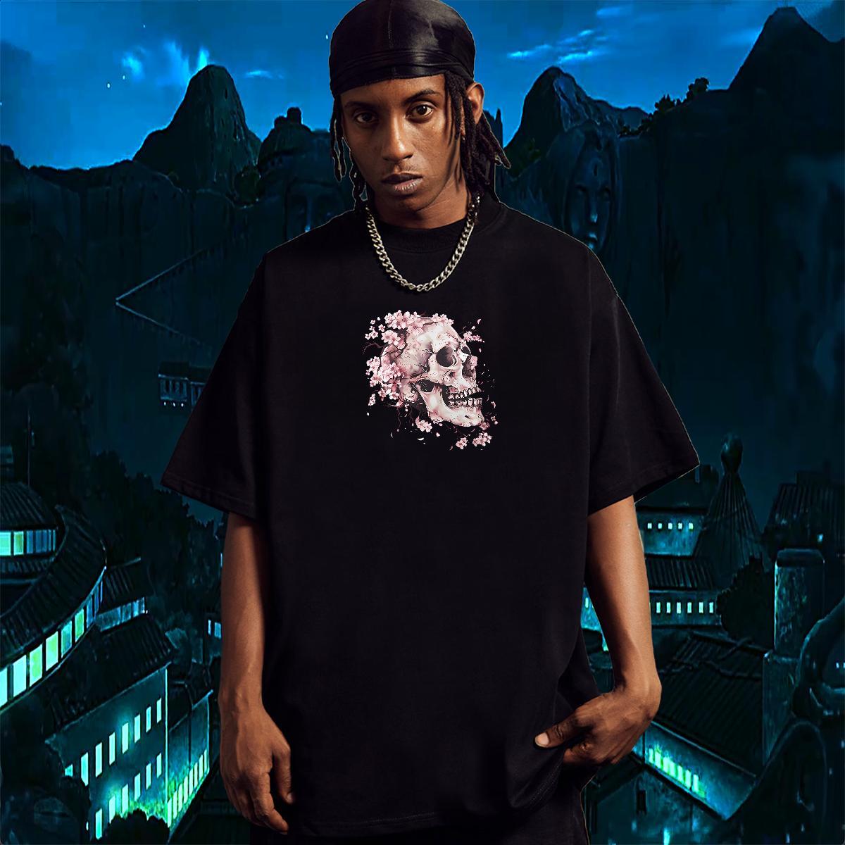 Cool Design Mens T Shirts 100% Cotton 230g flower Sports Casual DIY Anime O Neck Short Sleeves Men Tshirts Free Shipping Clothings