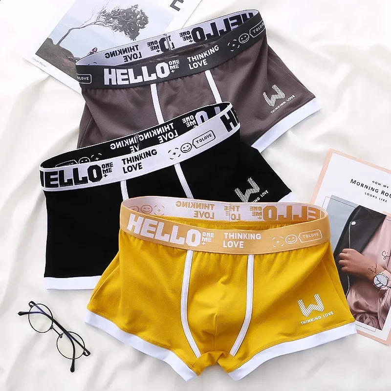 4 pieces of mens underwear elastic boxing breathable backbone comfortable solid shorts 240822