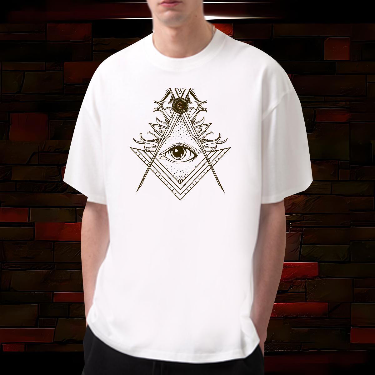 Soft Mens T Shirts 230g Pure Cotton eye of the devil Casual DIY Logo Oversized Breathable Men Tees DIY Customized Tees Shirts