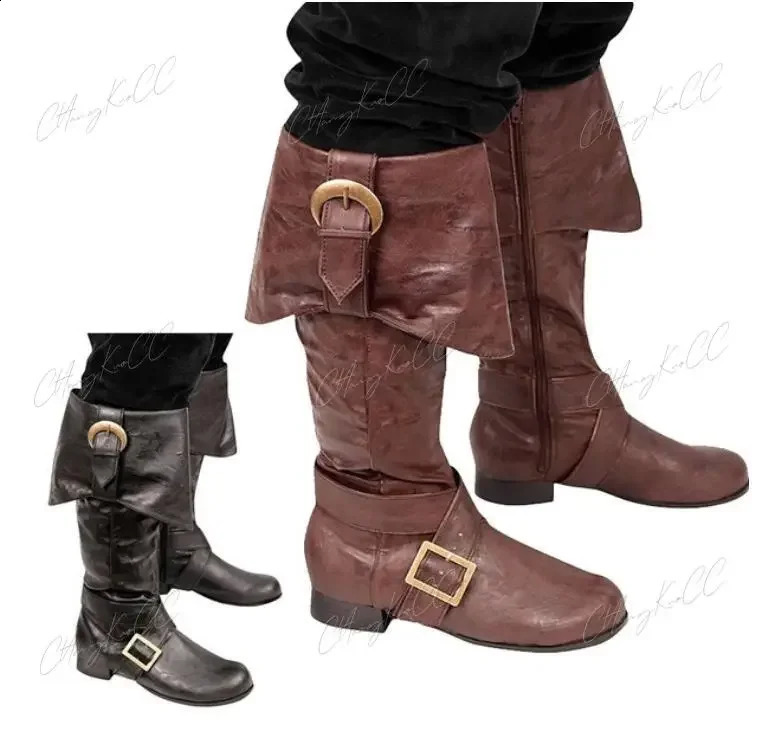 Medieval Viking pirate soldier role-playing knight boots Halloween mens fashionable buckle shoes womens retro party high heels 240823
