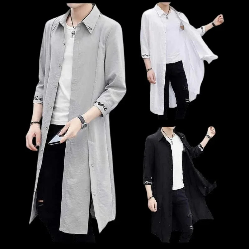 Mens Shirts Styles Trench Coat Mid-Length Sunscreen Cothing Outwear Mens Thin Outwear Clothing 240822