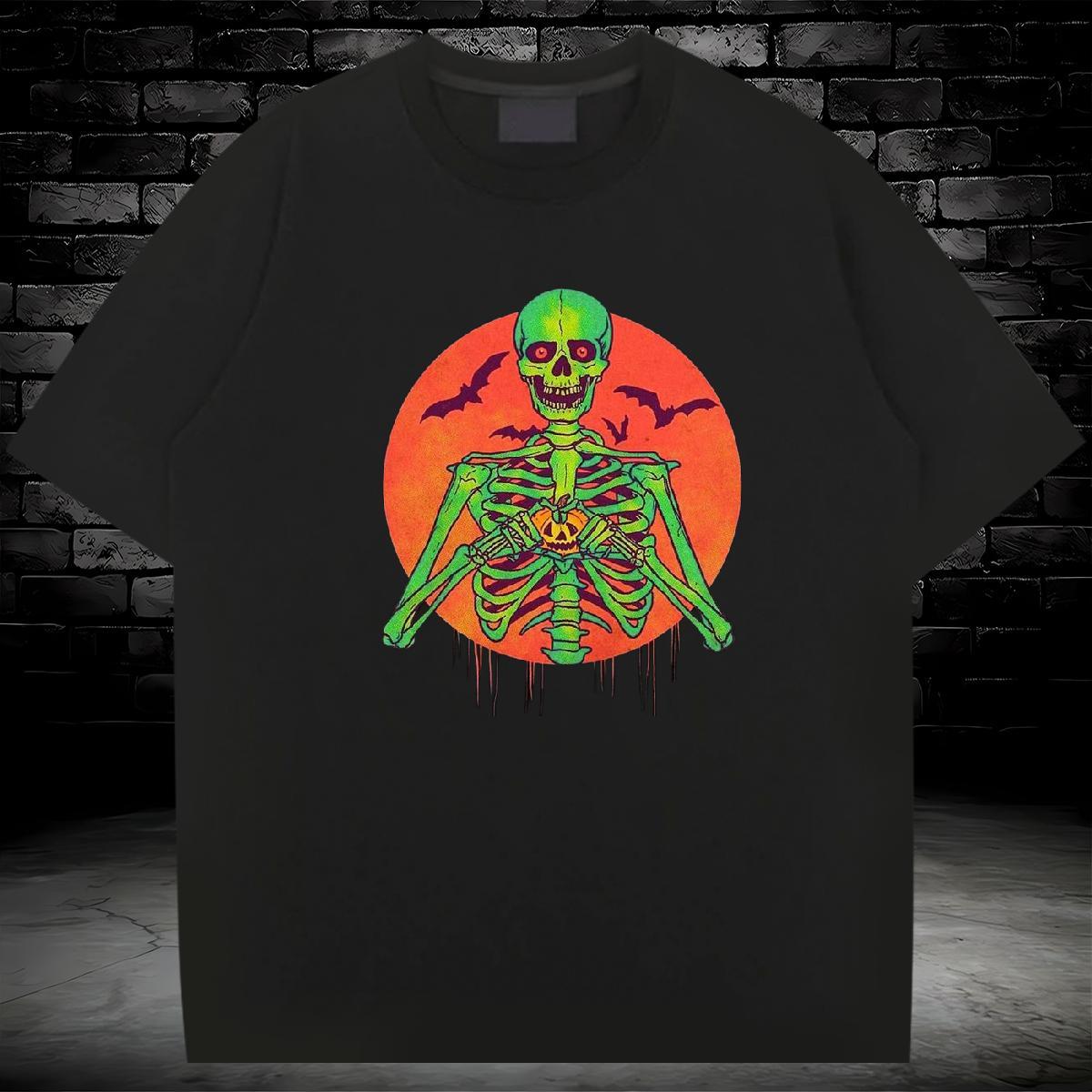 TOP Quality Mens T Shirts 230g 100% Cotton skull Sports Casual White Plus Size Round Neck Short Sleeve Men Tops Tees Fashion New Tops Shirt