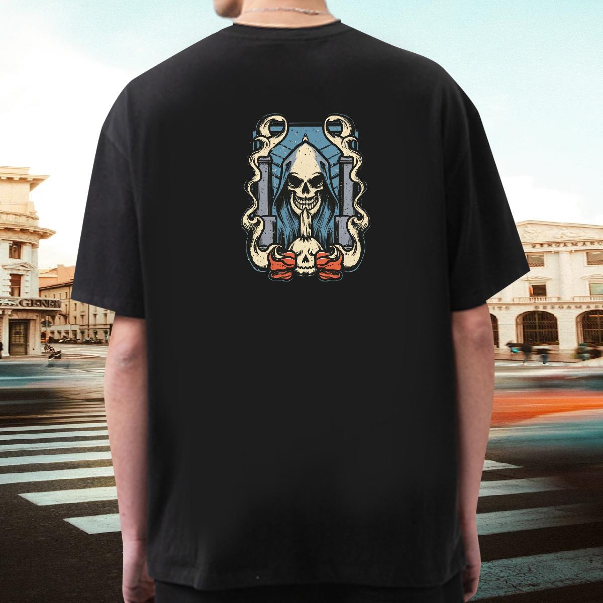 Unisex T Shirts Men 230g 100% Cotton skull Hip Hop Plus Size Custom Round Neck Short Sleeve Men Tops Tees 2024 Designer Clothes