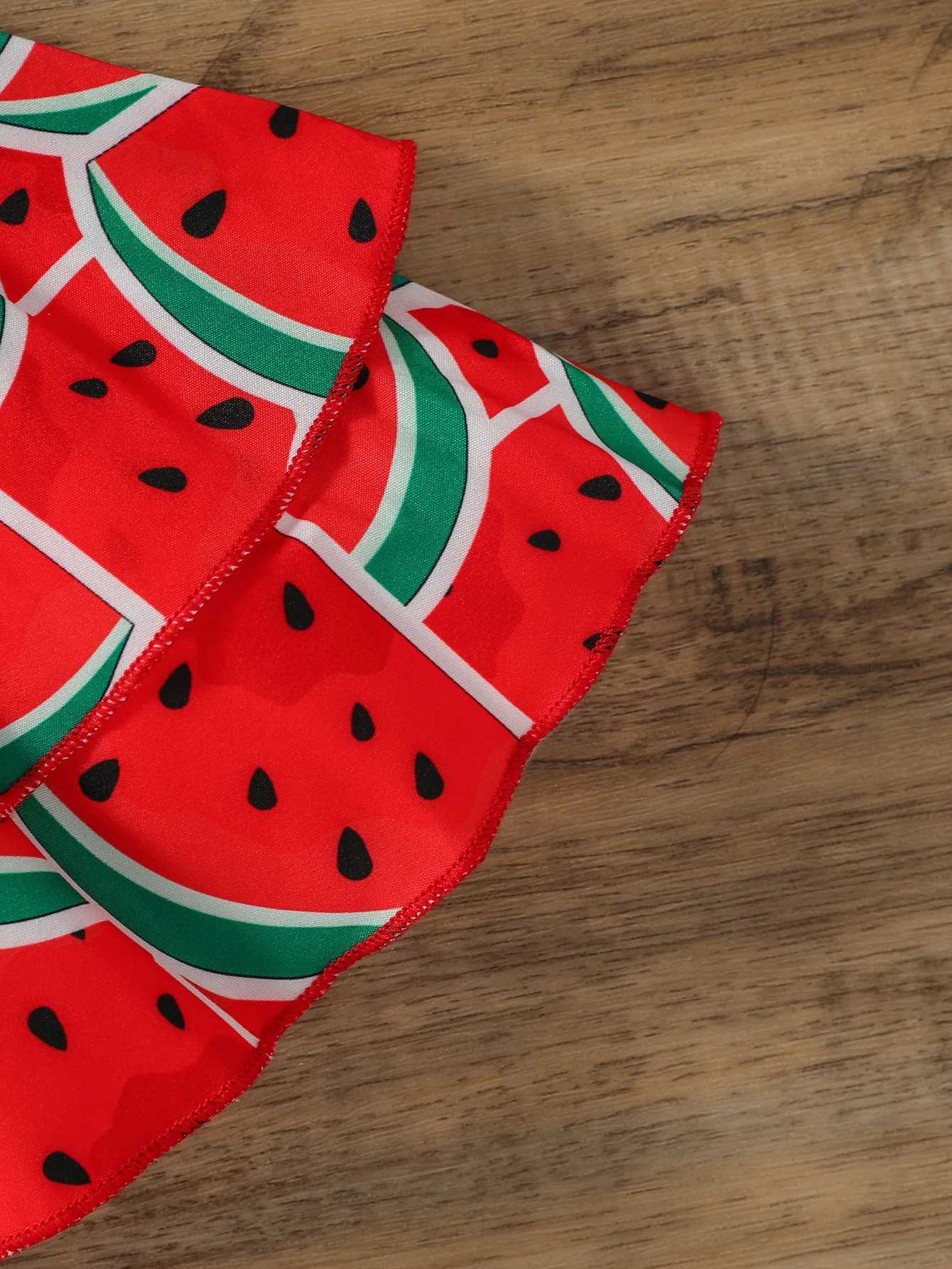 Baby Gilrs Summer Sleeveless Printing Watermelon Fashion Shirt Set For Vacation Or Streetwear W250218