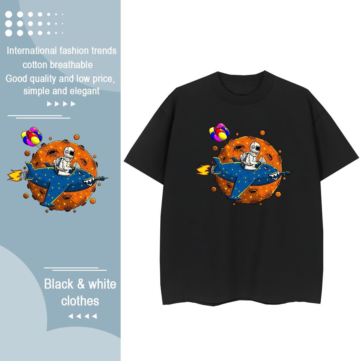 Brand Couples T Shirts 100% Cotton 230g cosmonaut Street T shirt Breathable Short Sleeve Anime Print Tops Shirt