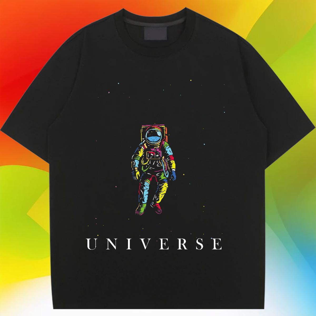 Unisex Couples T Shirts 230g Cotton universe Sports Street Wear T-Shirts for Women Crew Neck Breathable Custom Print Plus Size Top Tees