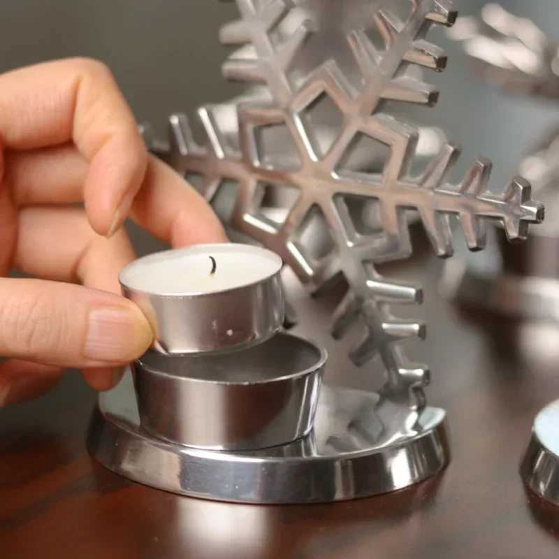 American Christmas decorations creative desktop candle holder candle light dinner props home decoration Christmas candle holder Y240823