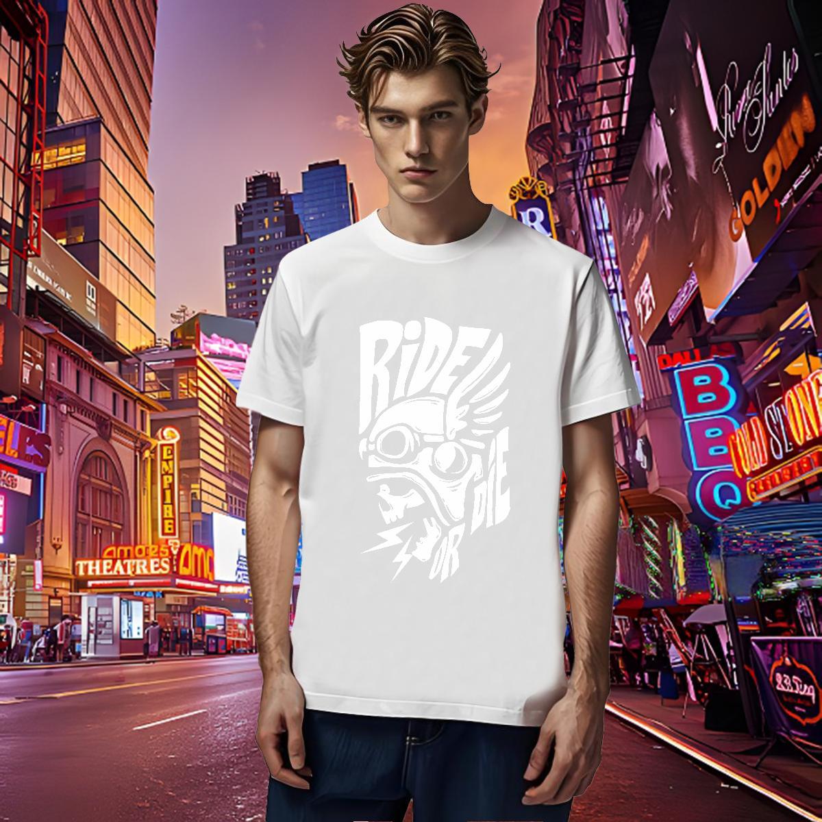 Cool T-Shirts 100% Cotton 230g skull Daily Outfit Skull O-Neck Short Sleeve Men Clothes T-Shirt DIY Customized Wear