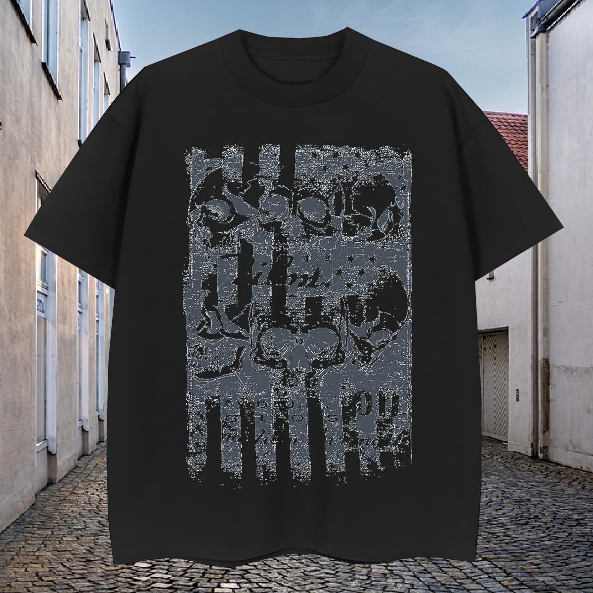 Free Shipping Men T Shirts 230g Cotton skull Sport Customized Print O-Neck Short Sleeve Men Tshirts Designer Tops