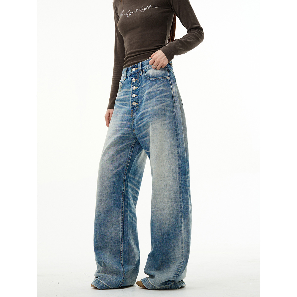 American High Street Jeans Mens Spring New Style Loose Straight Tube High-end Feeling Wide Leg Pants Rugged and Handsome Pants for Couples