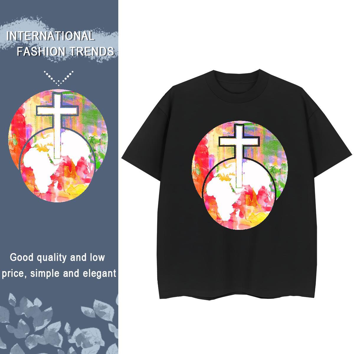Wholesale Women Tshirts 100% Cotton 230g painting Beach T Shirts Women Breathable Custom Cartoon Clothings
