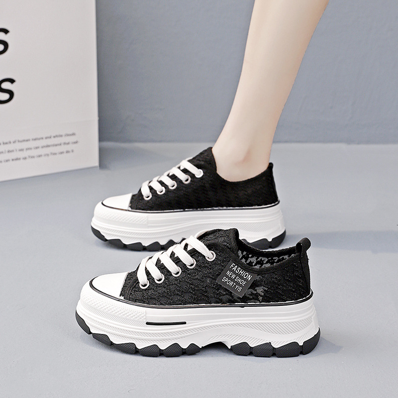 Ddmysports Thick Soled Sponge Cake Canvas For Women S Summer New Niche Design Breathable And Versatile Casual Small Whiteboard Shoes OUTDOOR