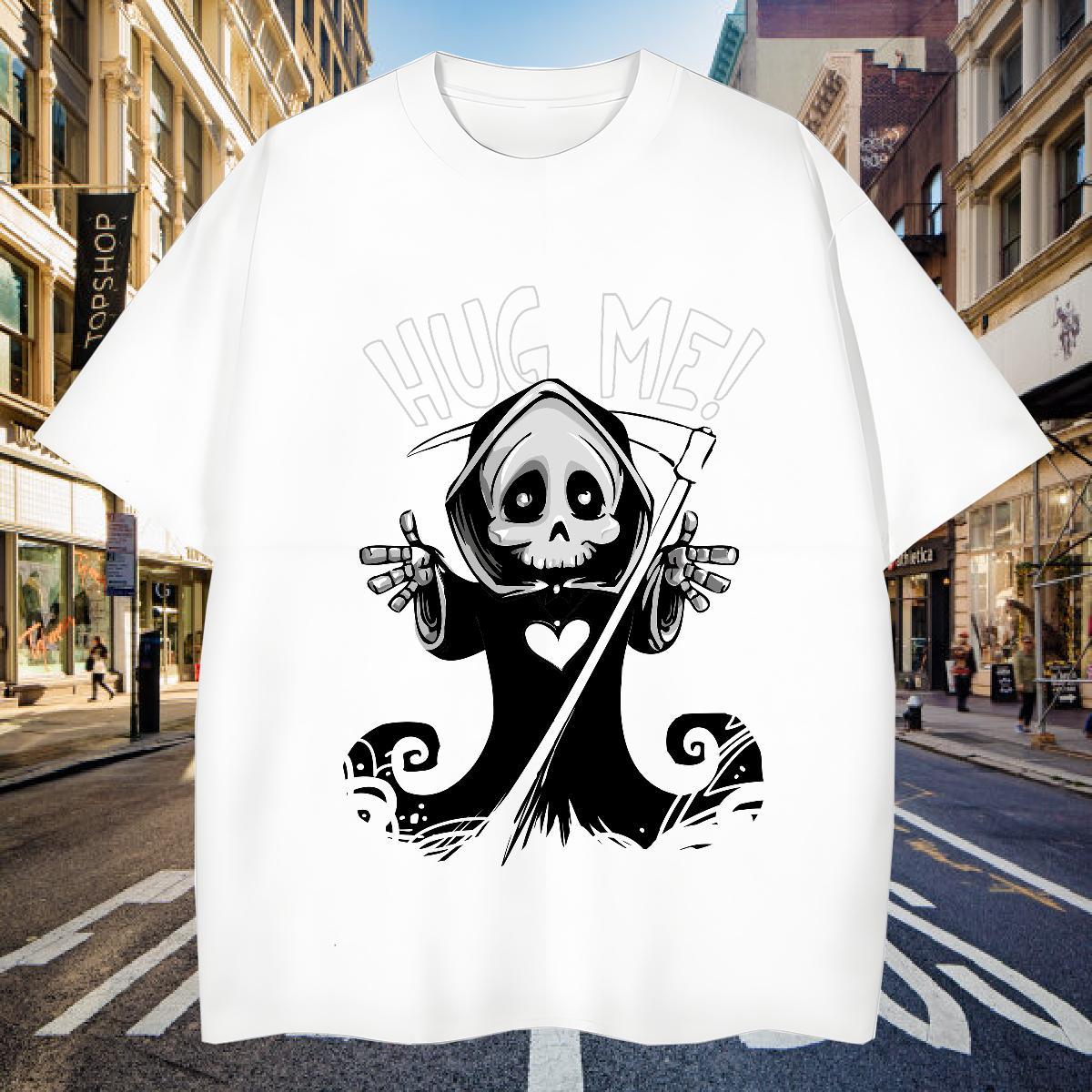 Cool T-Shirts for Men 230g Cotton skull Home Outdoor White Plus Size Breathable Crew Neck Mens Tshirts 2024 Designer Polos