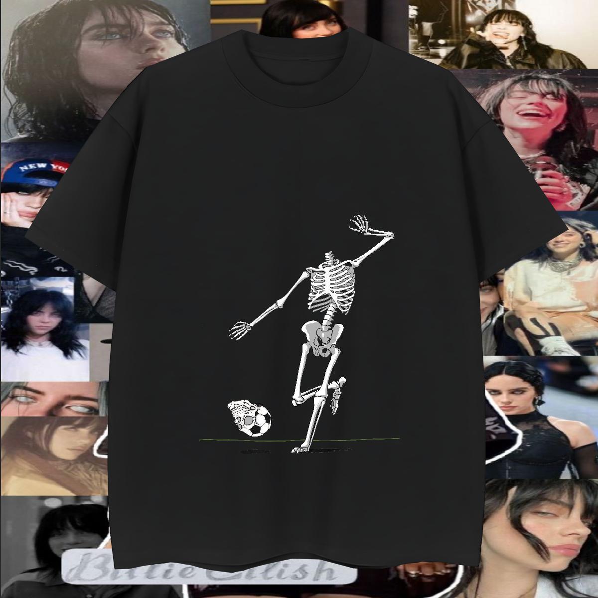 Cool Design T Shirt For Man 230g Pure Cotton skull Hip Hop Street White Plus Size Crew Neck Breathable Tshirts 2024 Summer Top Tees