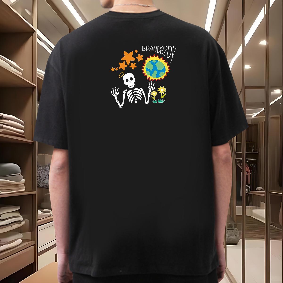 Brand T-Shirts for Men 230g Cotton skull Daily Wear Plus Size Custom Breathable Short Sleeve Couples T Shirts 2024 New Clothings