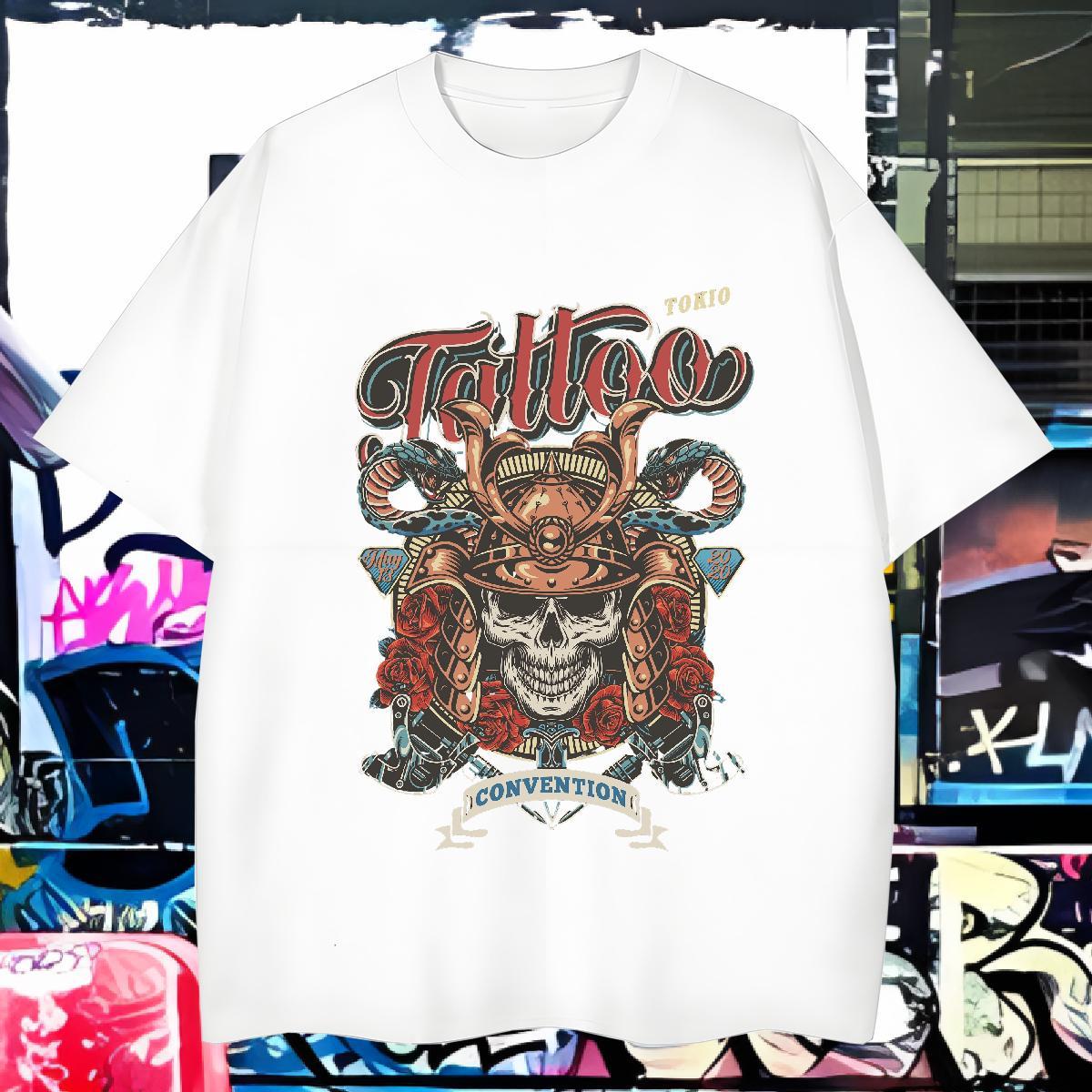 Wholesale T shirt 230g Pure Cotton skull Beach DIY Logo Oversized Short Sleeve Soft Mens Tshirts Fashion New Wear