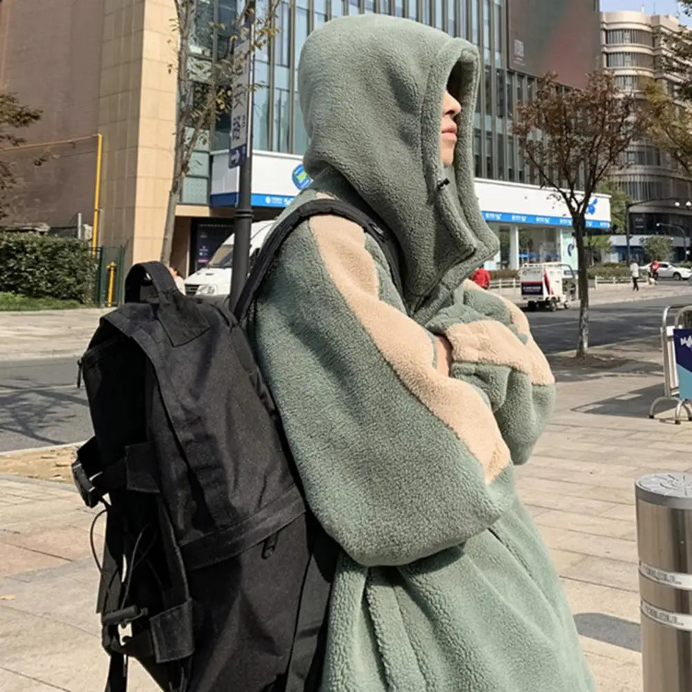 Students Winter Jacket Men Polyester Warm Mens Hooded with Faux Sherpa Drawstring Hem for 240822