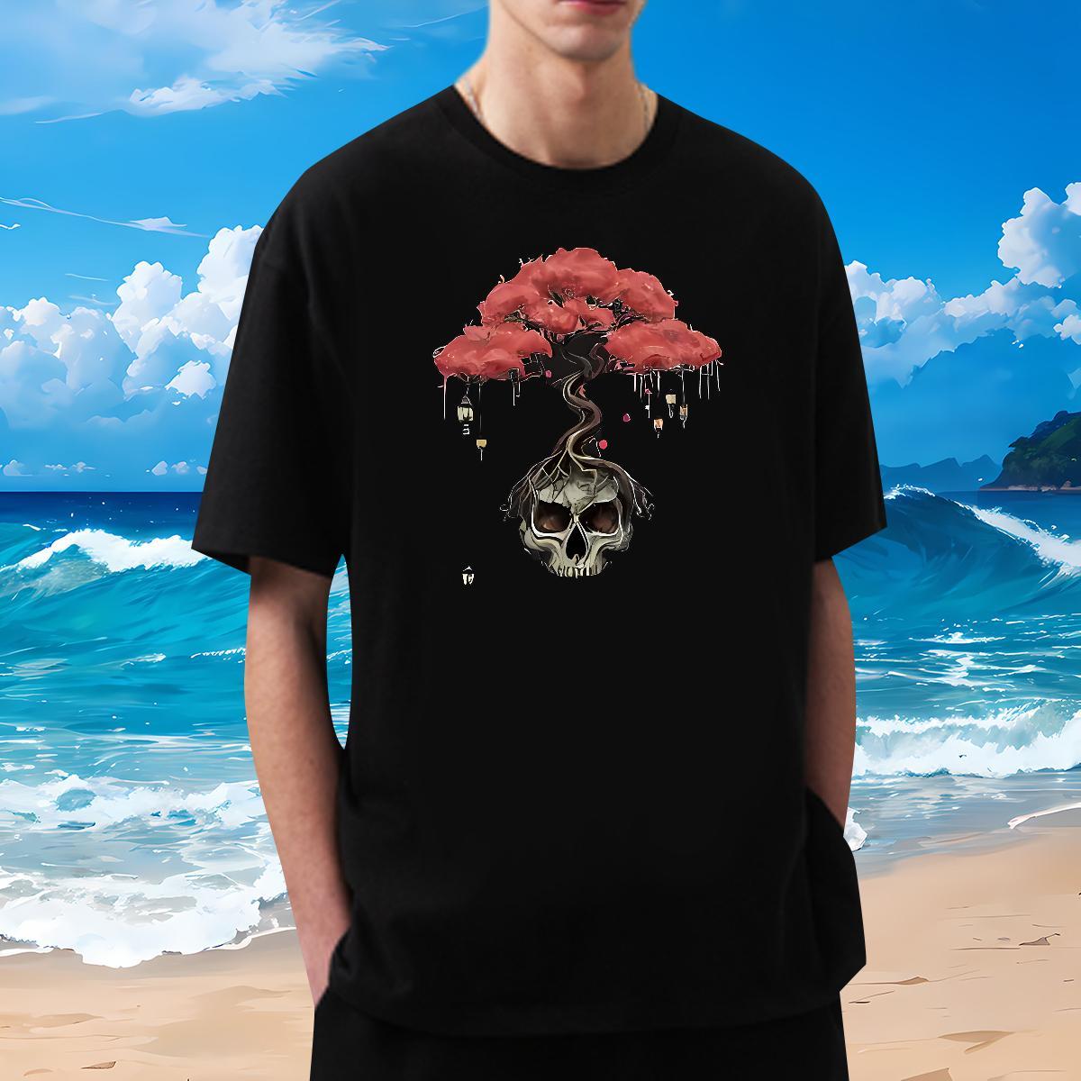 Designer T Shirt For Man 230g 100% Cotton skull Casual Daily Wear Cartoon Printing L-4XL Breathable Crew Neck Men Tshirts Custom Tees Shirts