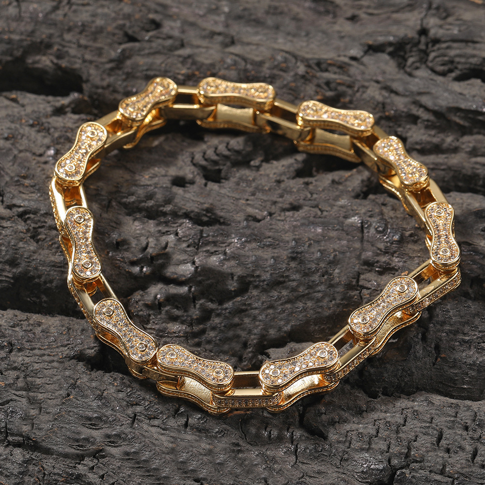 5mm Hip Hop Bicycle Chain Necklace Bracelet TopBling Zircon Mens Women Jewelry Set